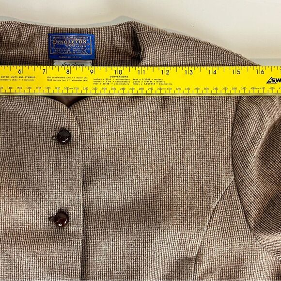 Vintage Pendleton Brown Wool Blazer & Midi Skirt Suit Set S - Picture 6 of 16